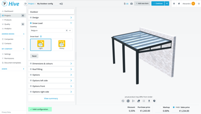 Exp Config view in B2 B Hive 2 0 Skylux outdoor